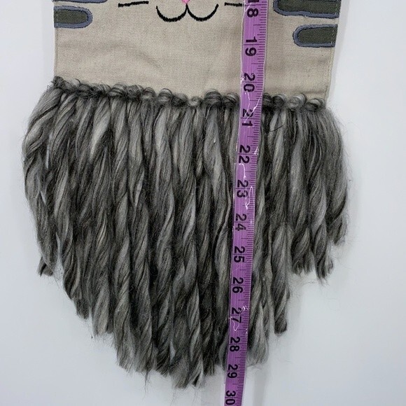 CAT Wall Hanging Textured Animal Natural Room Decor Gray Kitten Wall Art boho - Picture 6 of 10